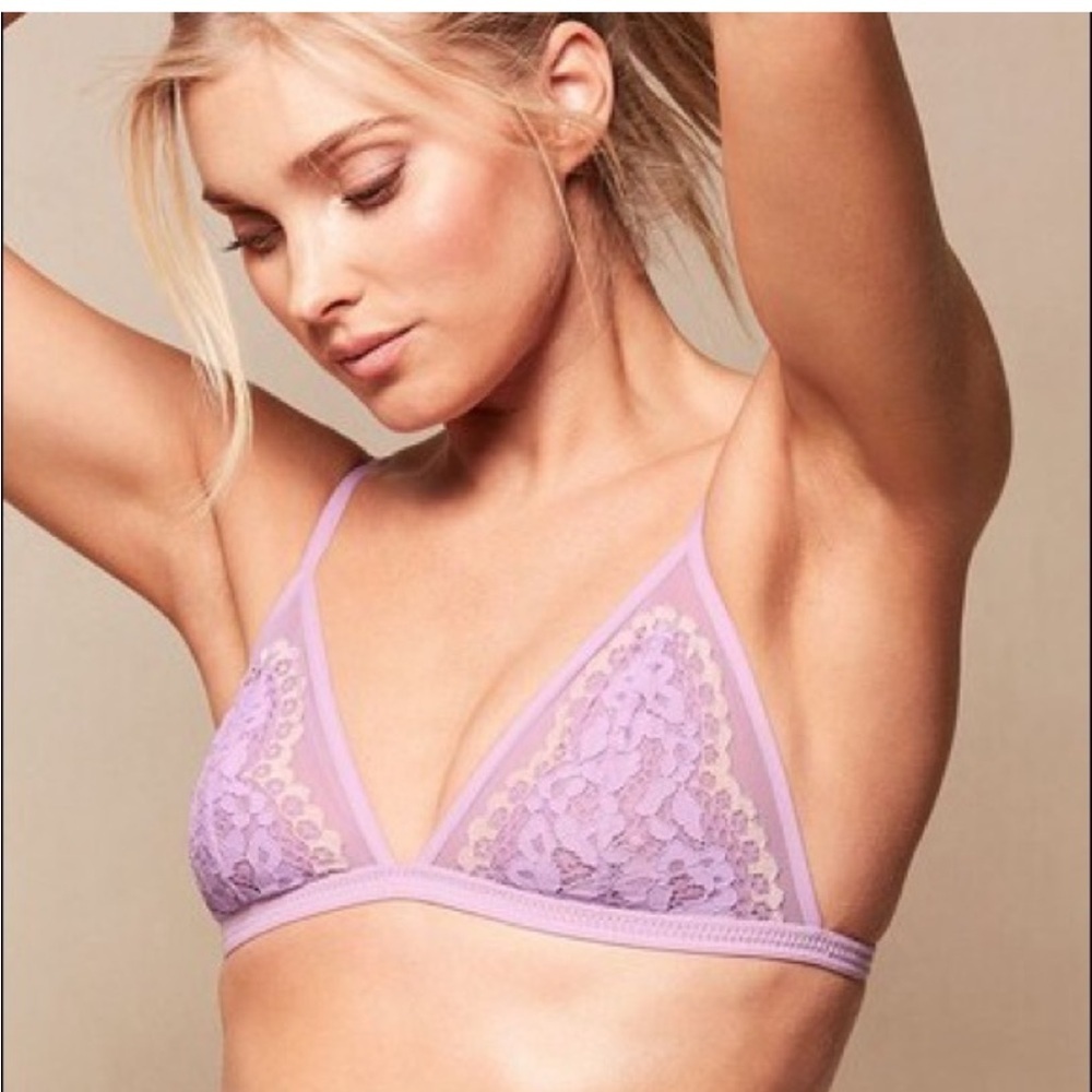 Victoria's Secret Triangle Bralette GORGEOUS Lavender Lace Size Medium
